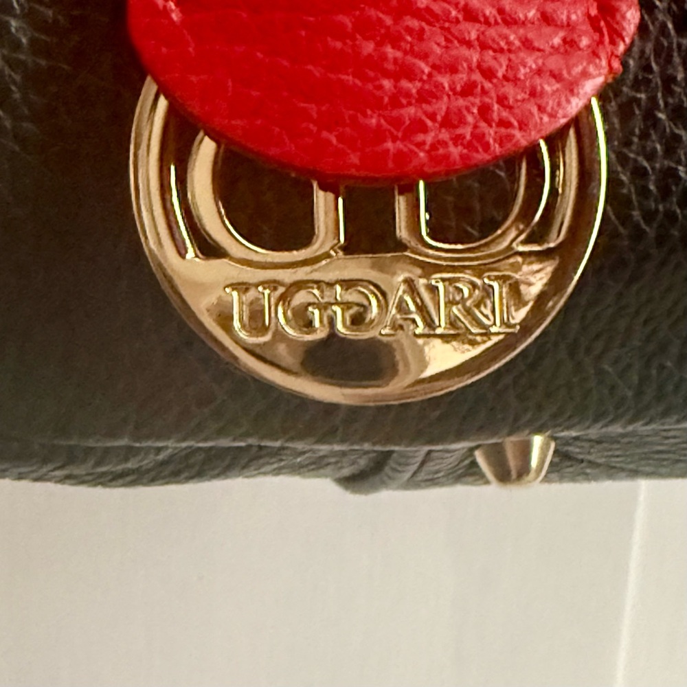 UGGARI MILANO Black Leather Shoulder Bag – Red Stripe, Gold Hardware – Perfect - Picture 5 of 12